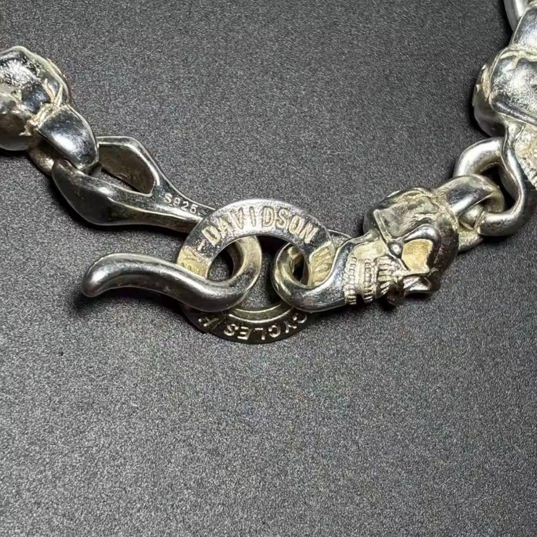 希少】ハーレーダビットソン刻印 スカルブレスレット シルバー ドクロ