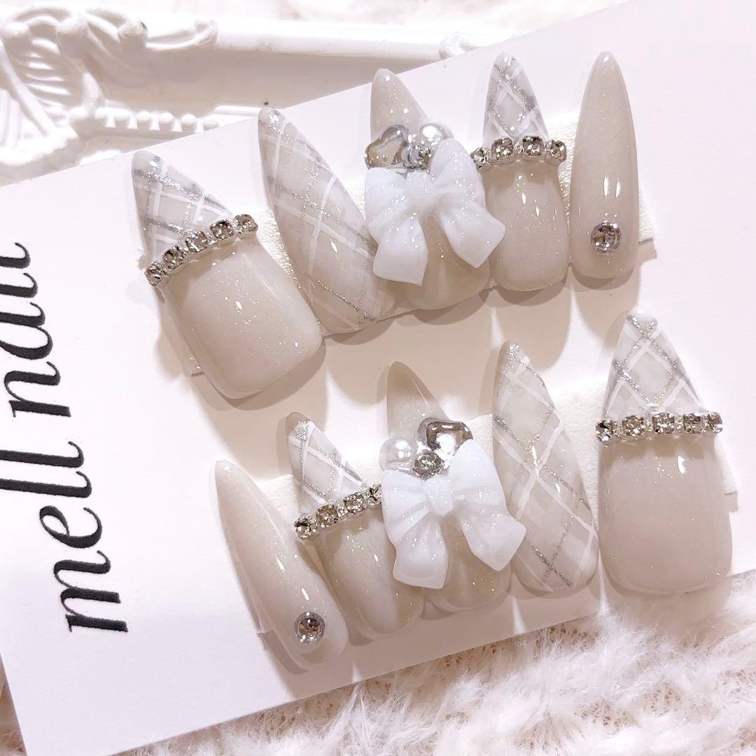 3749 ネイルチップ 量産型 ワンホン フレンチガーリー 韓国 地雷