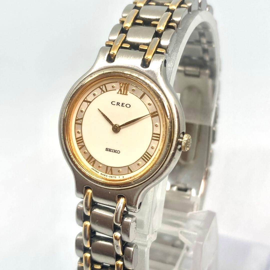 稼働品 SEIKO セイコー CREO クレオ レディース クォーツ コンビ