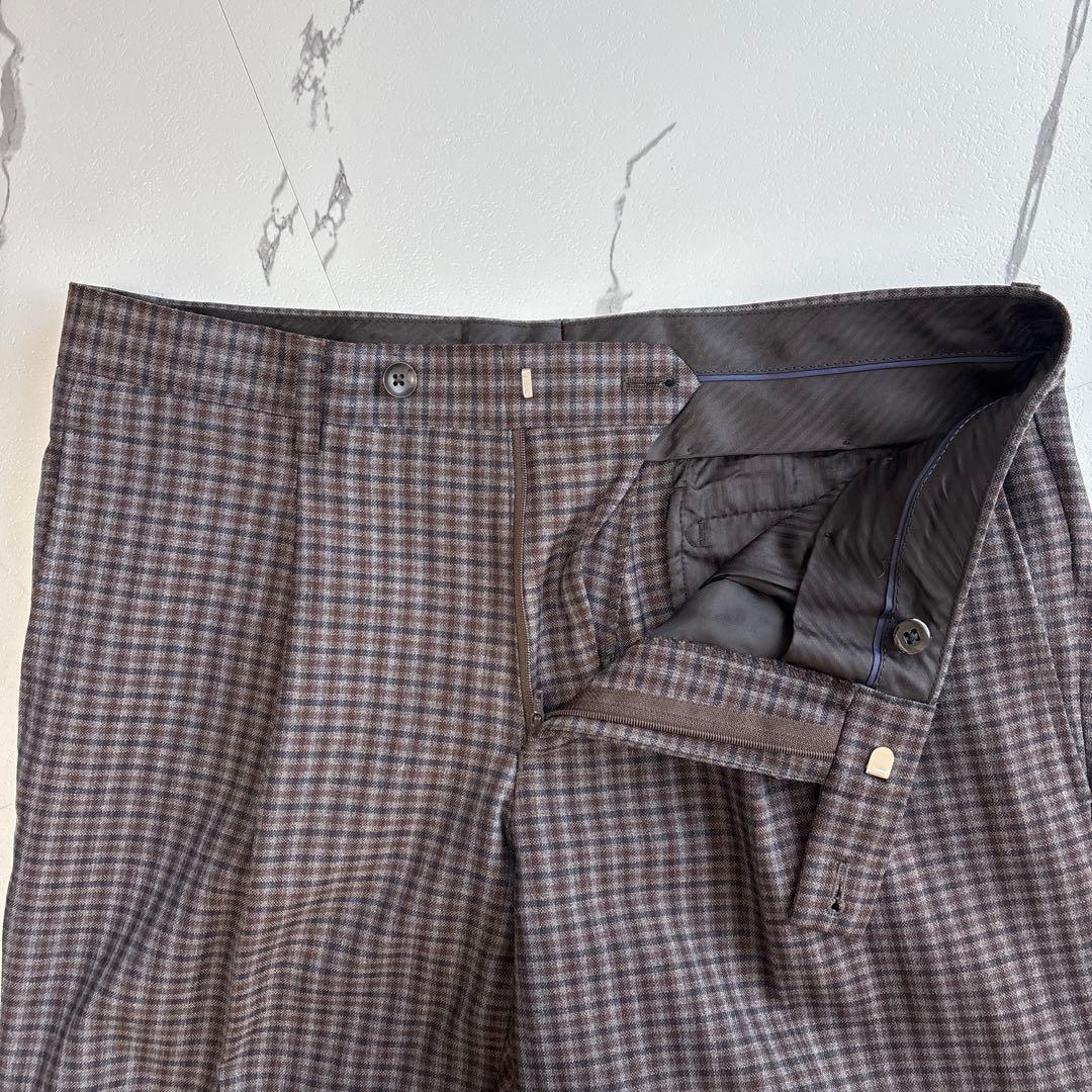 未使用級☆ Perfect Suit Factoryセットアップ チェック 茶色