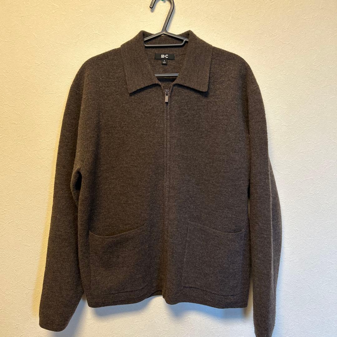 ユニクロC ニットフルジップジャケット ブラウン Sサイズ - メルカリ