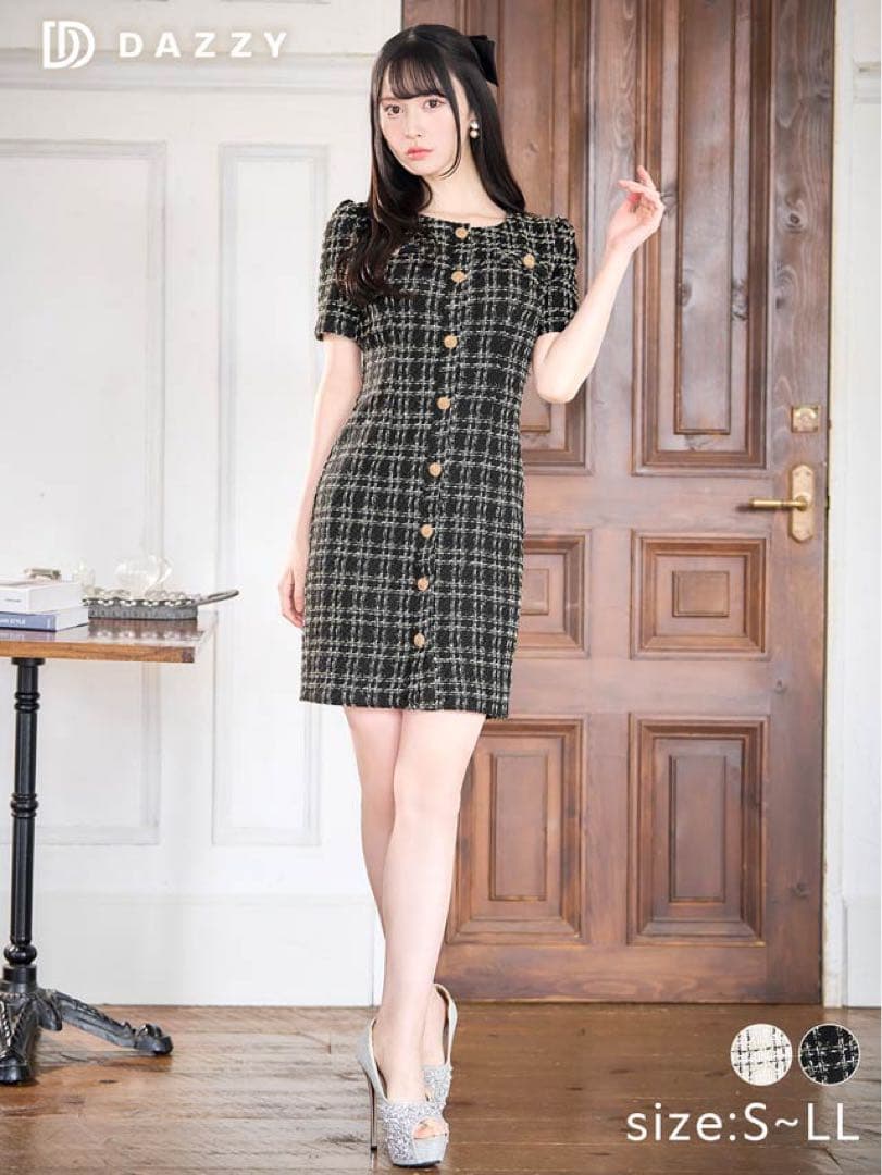 DAZZY チェック柄タイトドレス S〜LL - メルカリ