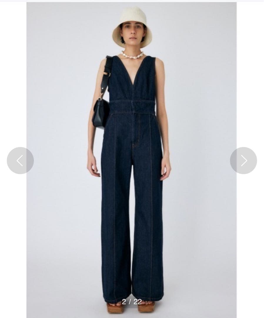 MOUSSY デニムオールインワン ダークブルー MOUSSY | BACK SLIT DENIM オールインワン (オールインワン ) |SHEL