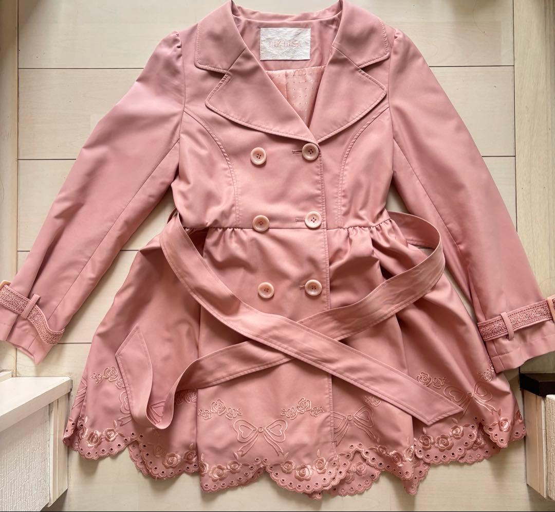 LIZLISA リズリサ　ピンク　トレンチコート 春　レース　刺繍