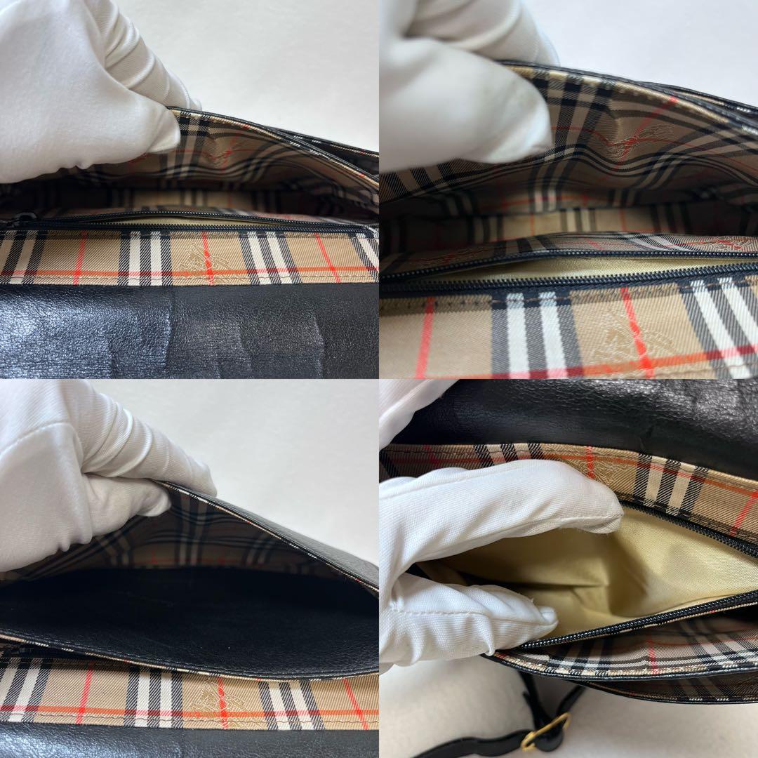 バーバリーズ ショルダーバッグ シボ革レザー ロゴ型押し ノバチェック