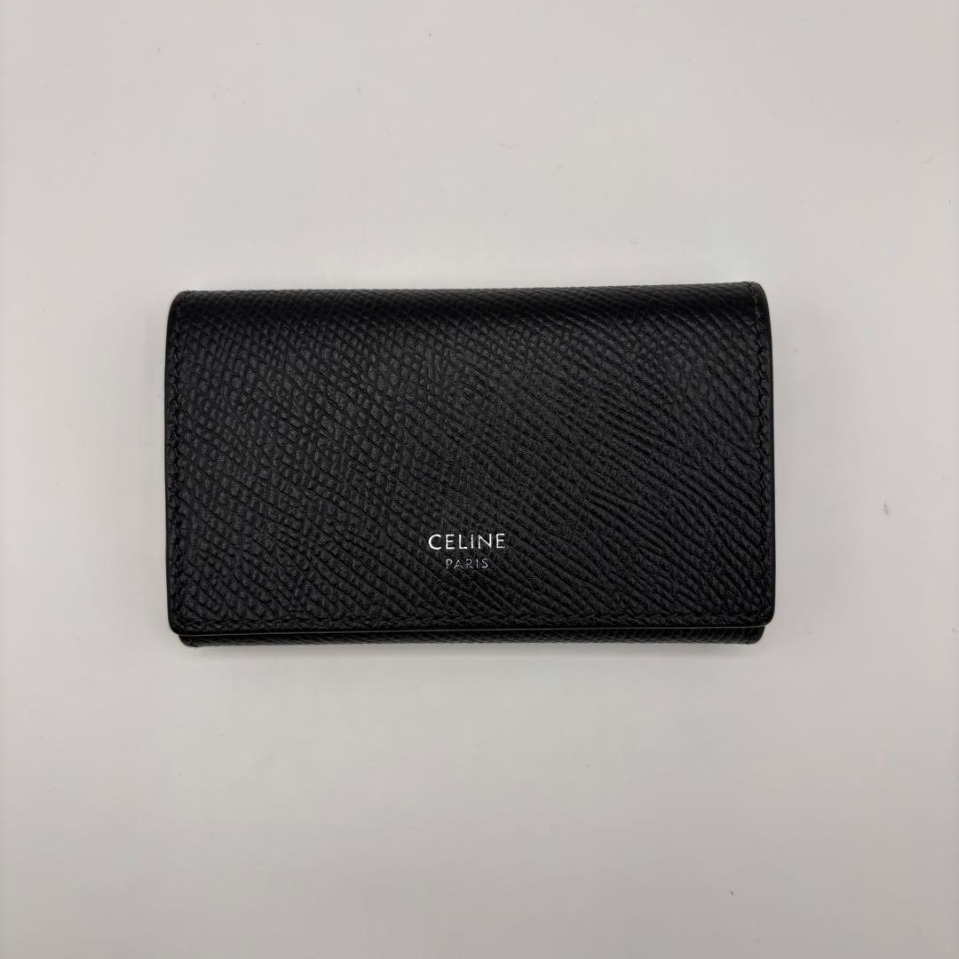 美品 CELINE キーケース 6連 ブラック キーリング グレインドカーフ