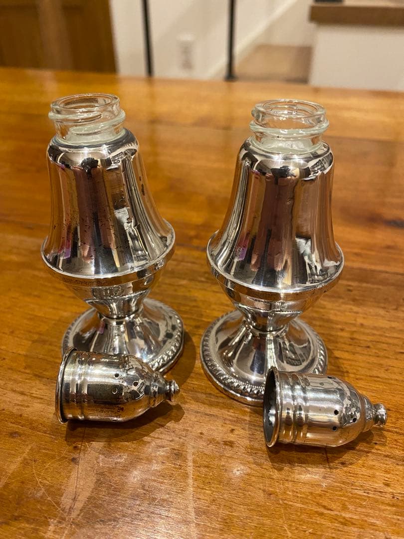 銀 スターリングシルバー ソルト&ペッパー容器 コンディメント 2個