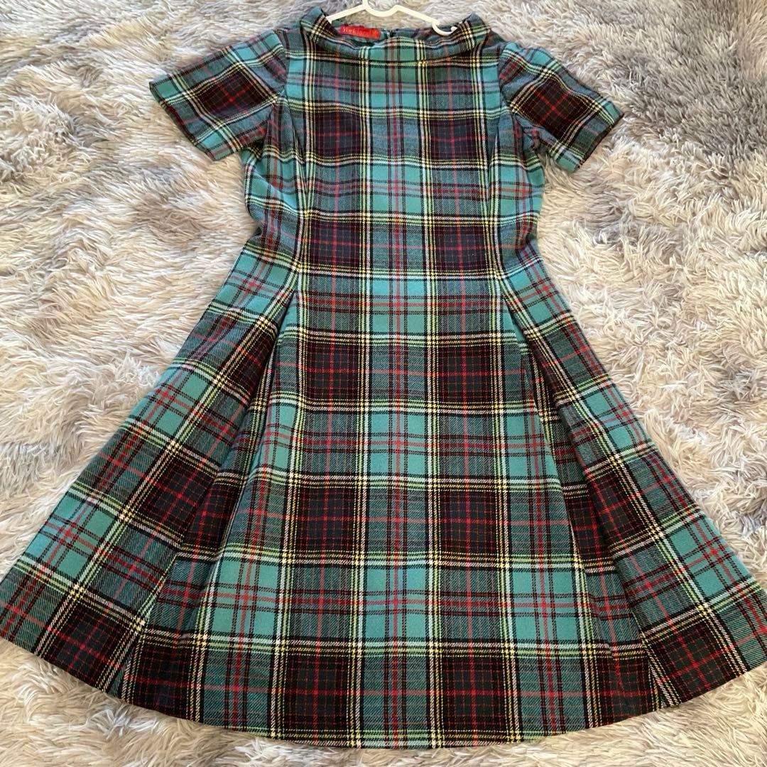 美品 ヨークランド Yorkland チェック柄 半袖 ワンピース 9号 - メルカリ