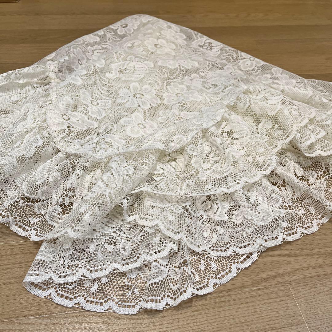 英国購入　円卓　テーブルクロス　フリル　レース　英国　豪華