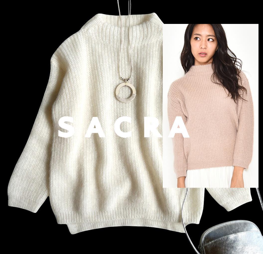 美品 SACRA サクラ 定価2.8万 近年 ふわふわモヘア ハイネックニット