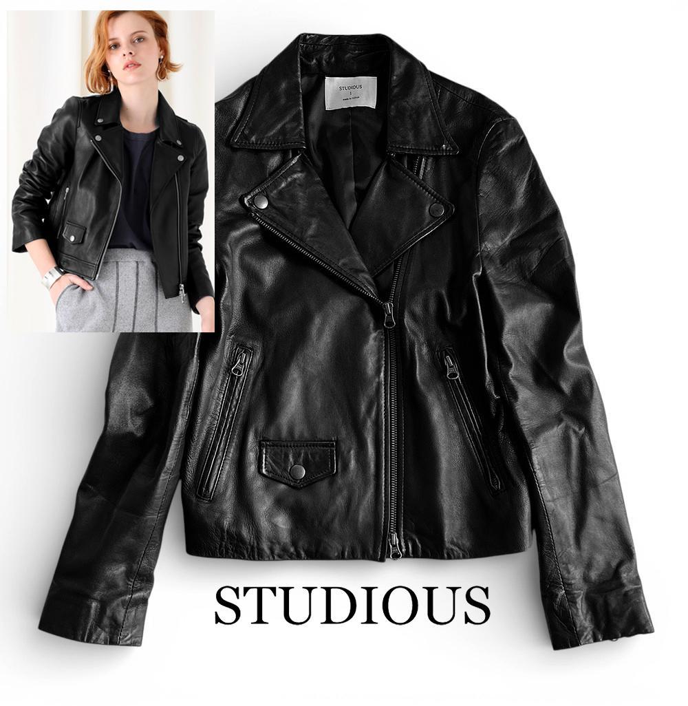 ステュディオス 定価4.2万 日本製 羊革ラムレザーダブルライダース