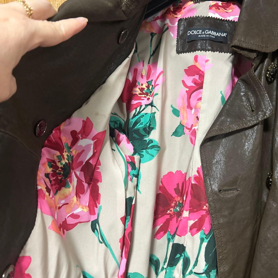 D&G レザーJK 花柄裏地　襟袖口取り外し可　最終値下げ　M 【売り切り価格】