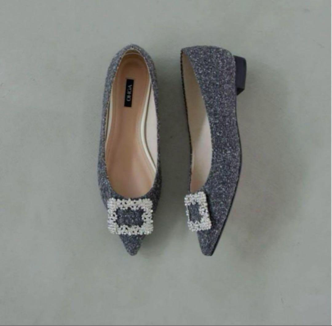 ohga ビジューツイードパンプス　グレー　24.5 OHGA]kokode別注レースビジューパンプス | KOBUNSHA SELECT SHOP