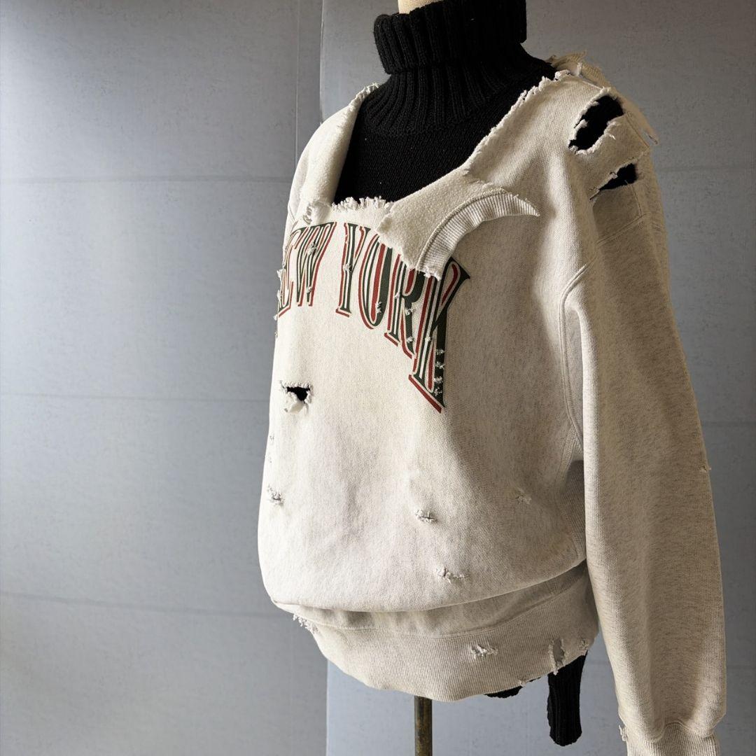 半壊 襤褸 クラッシュ NEW YORK ボロ加工 トレーナー 常田大希 XL