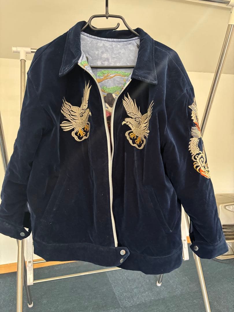 50sレプリカ/スーベニアジャケット/スカジャン/別珍 ベルベット/龍/鷲