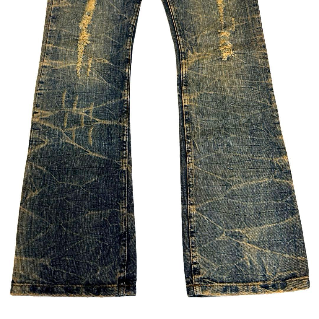 grunge fade damage flare denim pants y2k - メルカリ