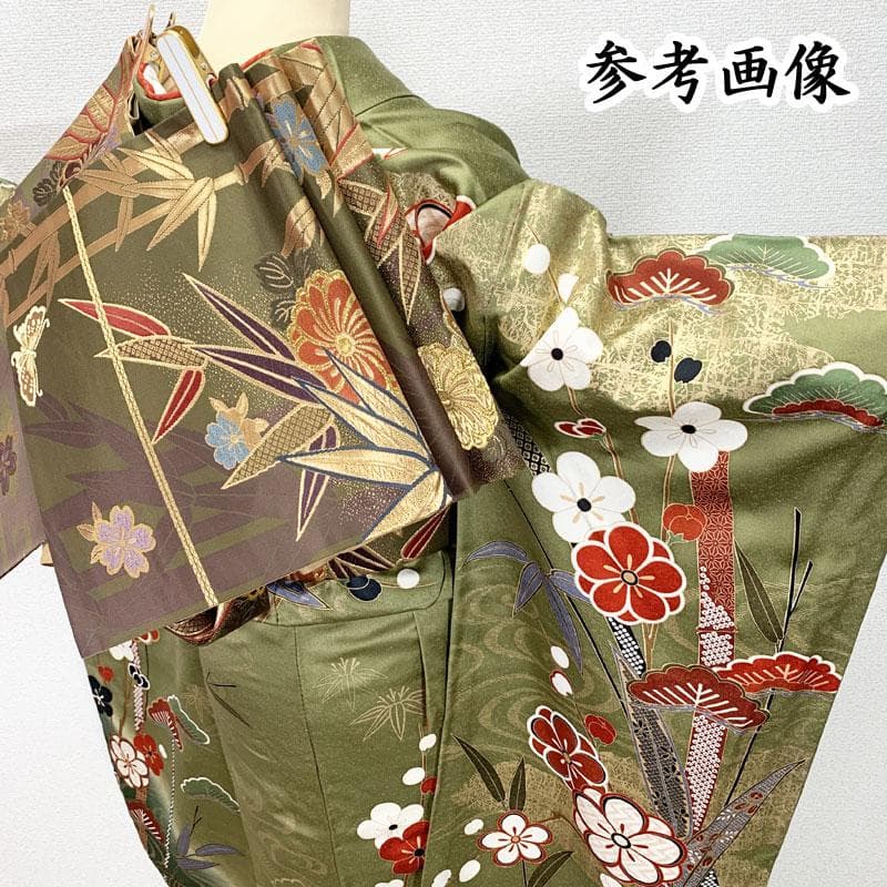 504z17☆振袖 小柄な方にも 金彩 古典柄 松竹梅☆美品 成人式 結婚式