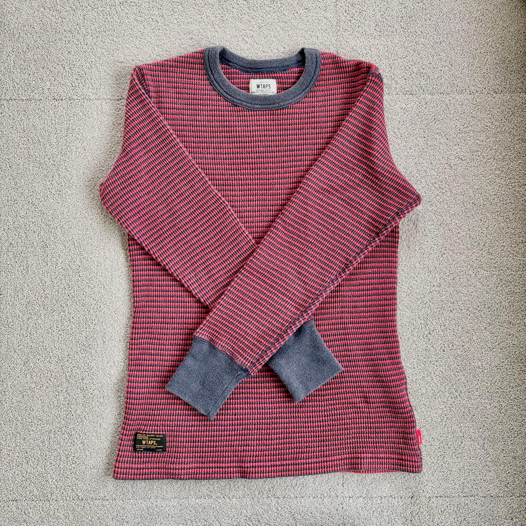 WTAPS サーマル ロングスリーブ カットソー S ネイビー×レッド