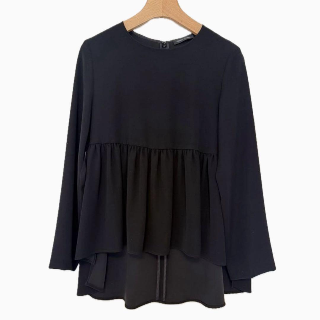 YOKO CHAN ヨーコチャン 長袖ペプラムブラウス ブラック 38 - メルカリ