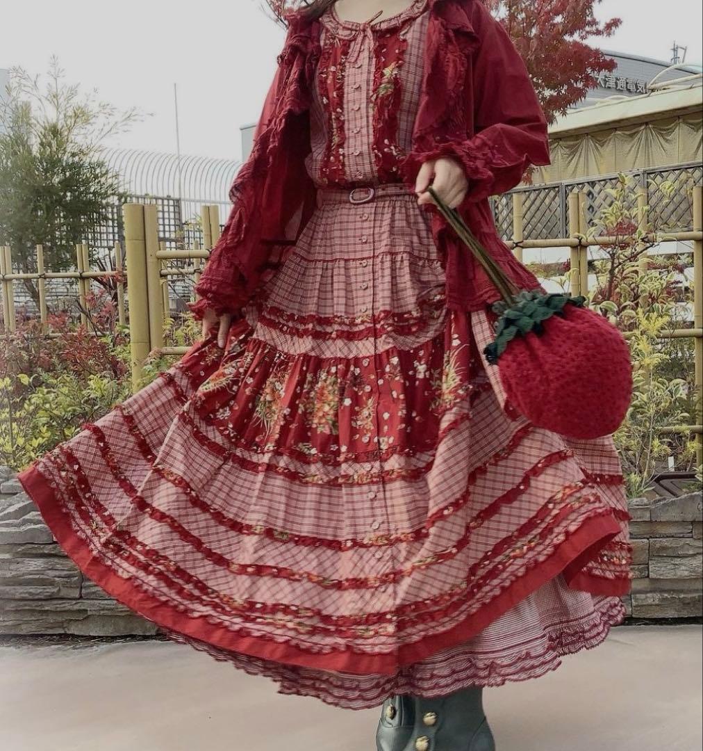 ピンクハウス オリジナルチェック×クランタータンブーケ ロング