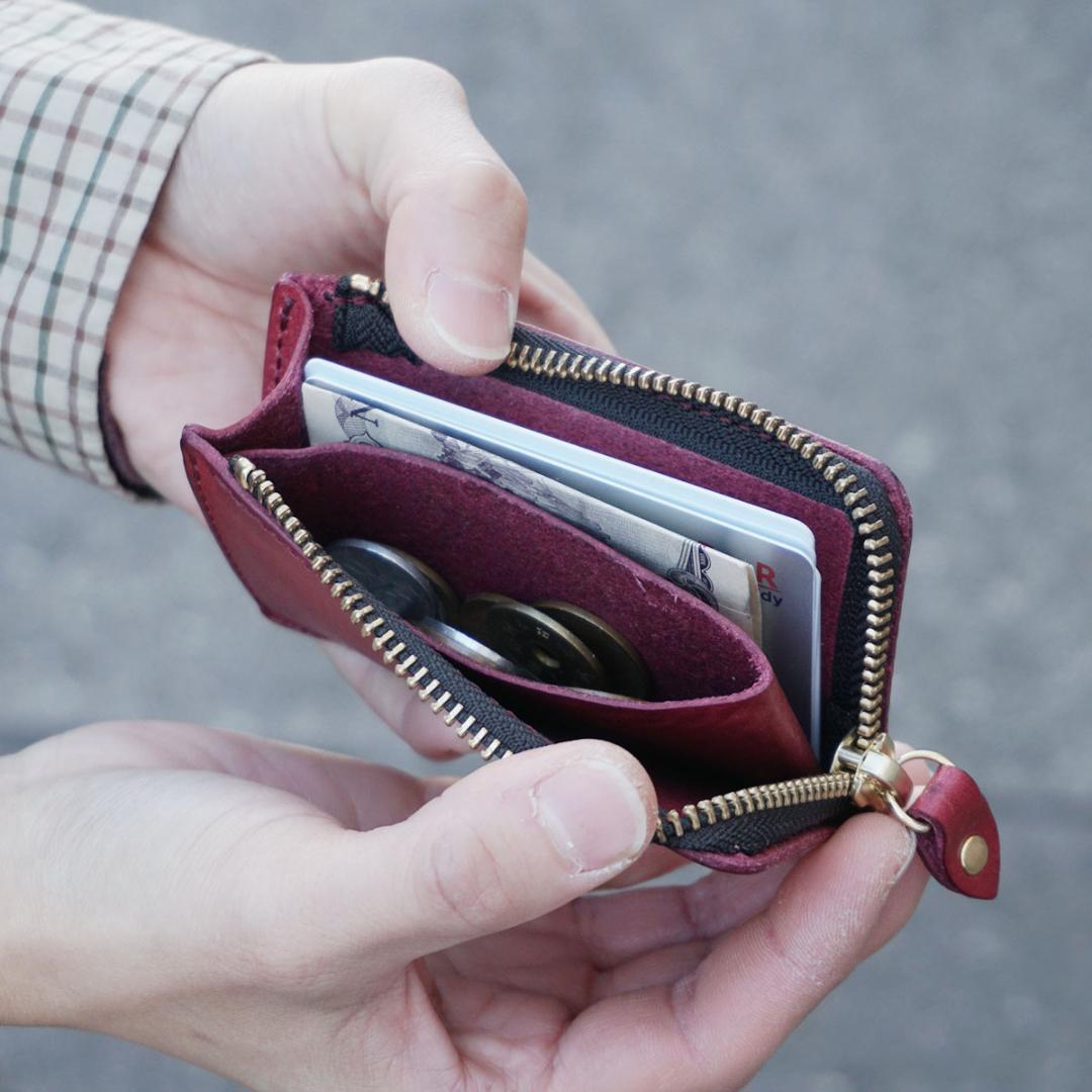 未使用品 bona イボーナ L-zipミニモ・ウォレット 限定色「プラム