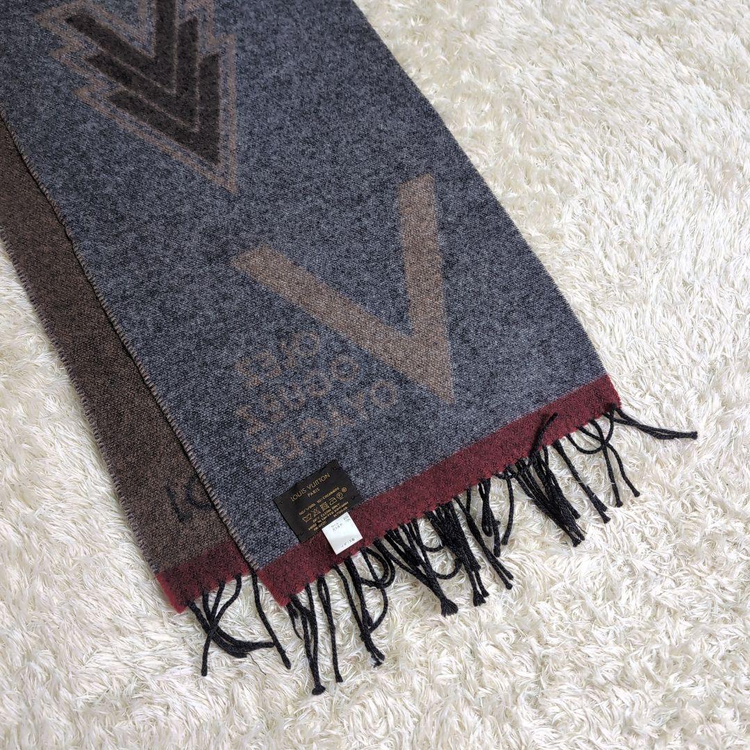 LOUIS VUITTON ルイ・ヴィトン ウール カシミヤ混 ロゴ マフラー