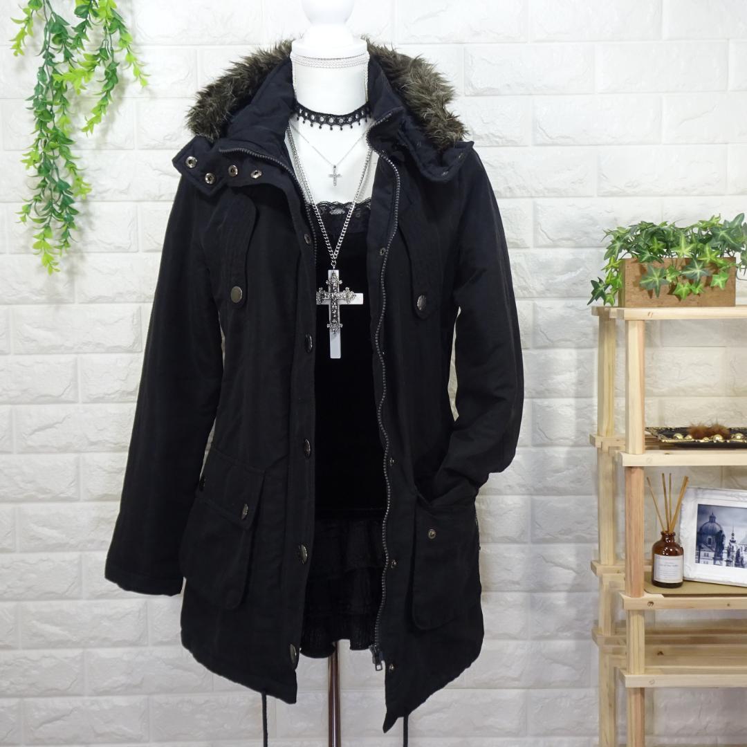 y2k 平成ギャル ギミック グランジ ダークコア ファー付きモッズコート