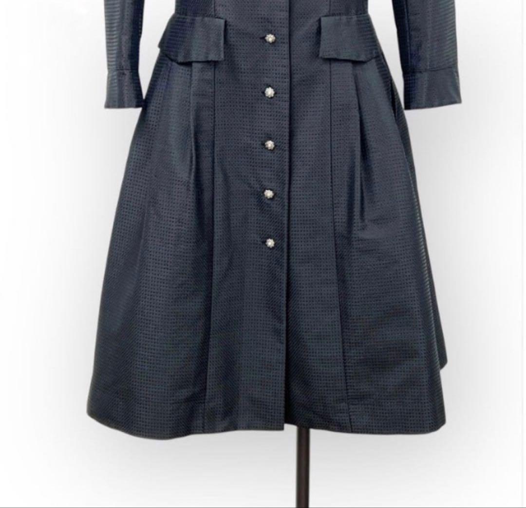 美品❤︎RENE ルネ シルク混 八分袖 コートワンピース ブラック 38 L