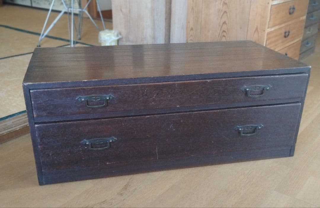 AYAKO★　木製引き出し　　箪笥　2段　昭和レトロ　和骨董　古家具