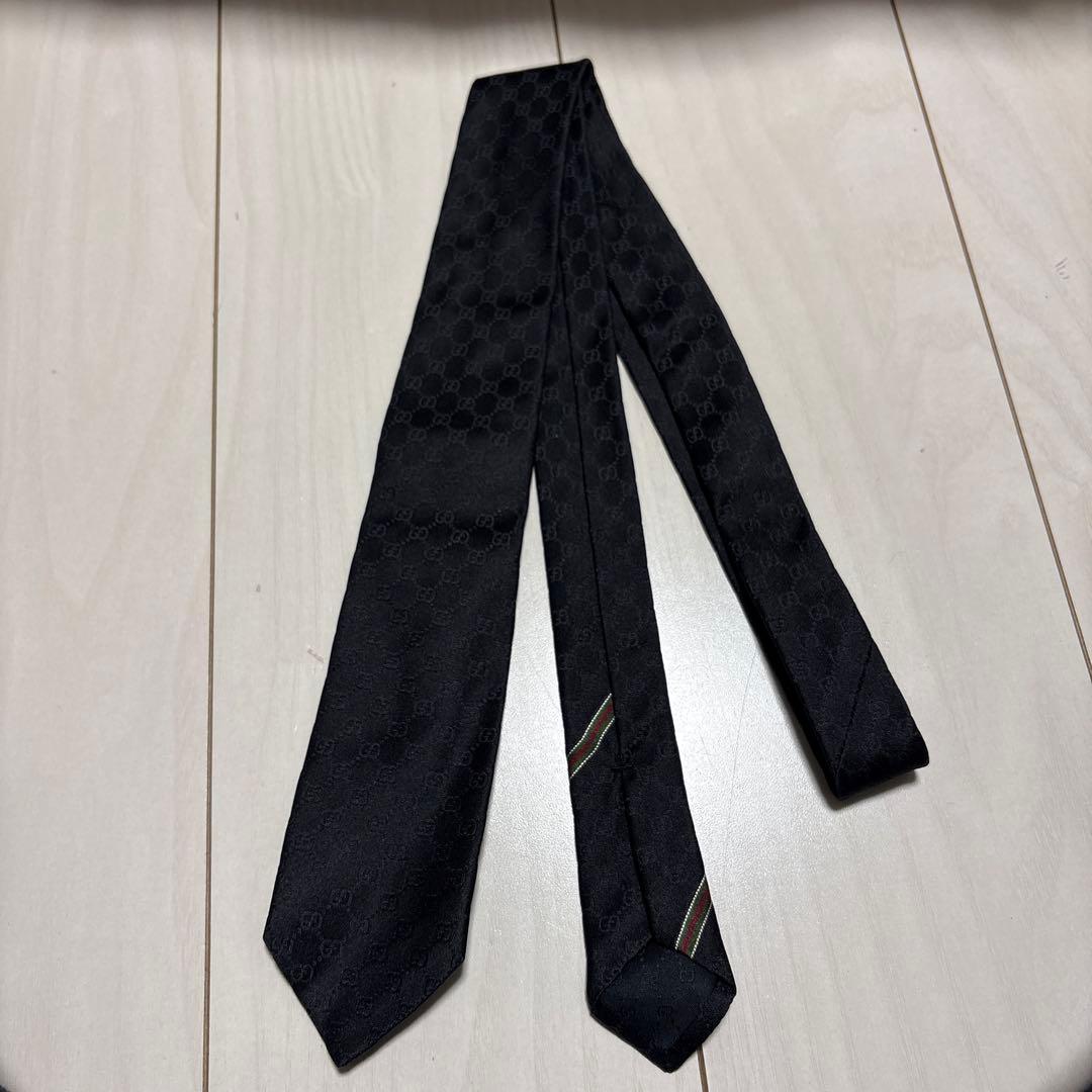 GUCCI ブラック ネクタイ モノグラム