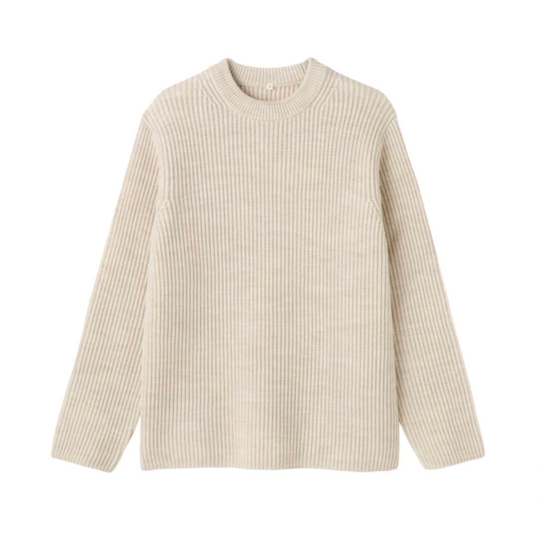 MUJI Labo セーター 理想のユル感シルエット！ MUJI Laboの「畦編みクルーネックセーター