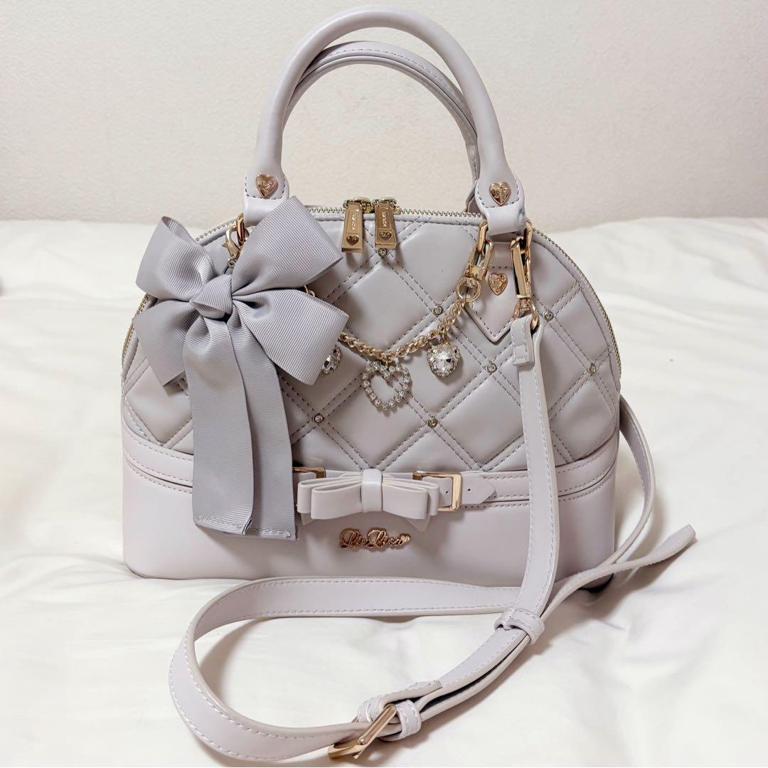 ビジューキルティングハンドバッグ ピンク - メルカリ