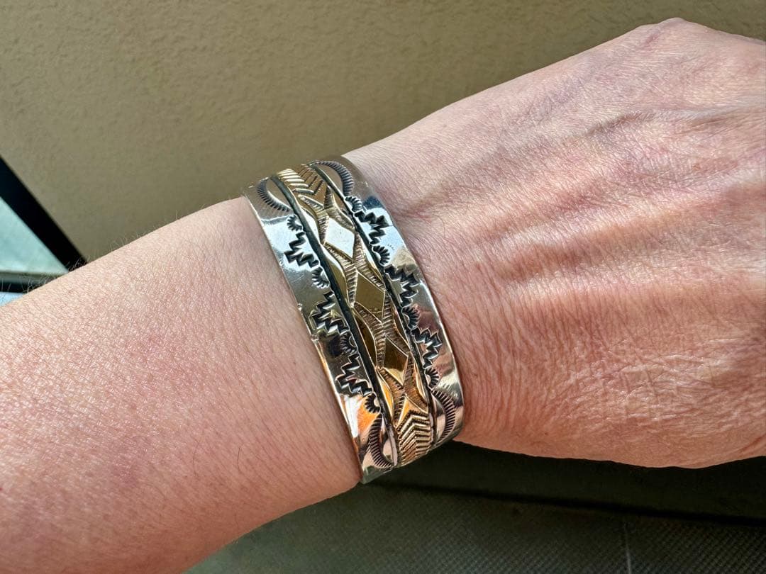 ブルースモーガン バングル 14K レアデザイン 幅広 ワイド 小さめ