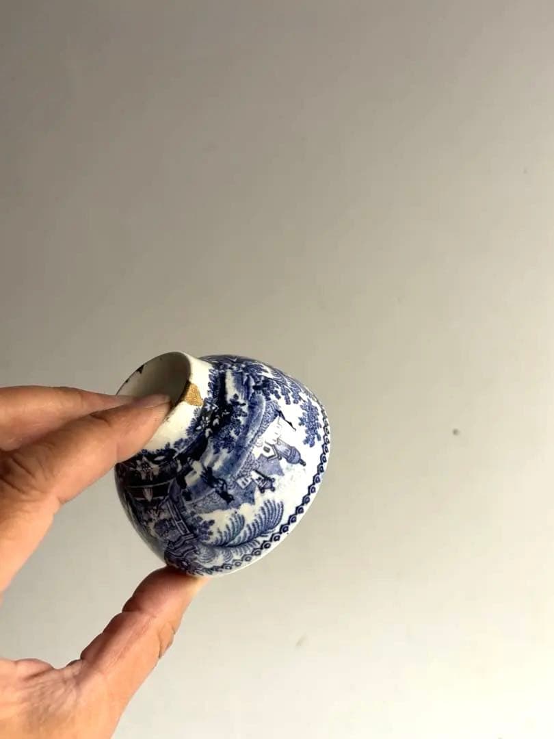 753 アンティーク オランダ デルフト焼 ティーボウル 煎茶椀 5客 金