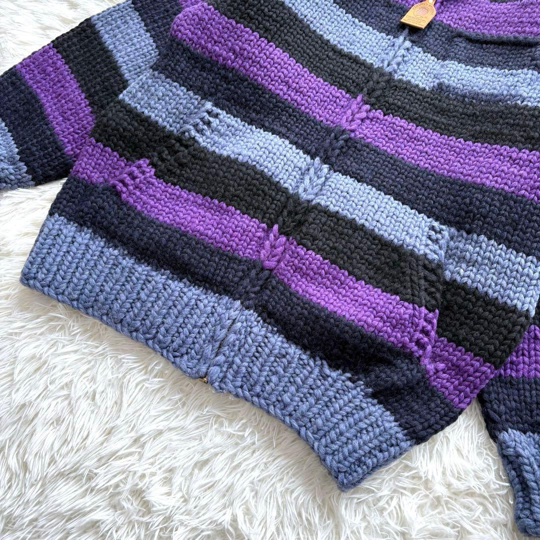 カナディアンセーター カウチンセーター ニット ボーダー柄 ジップアップ ウール