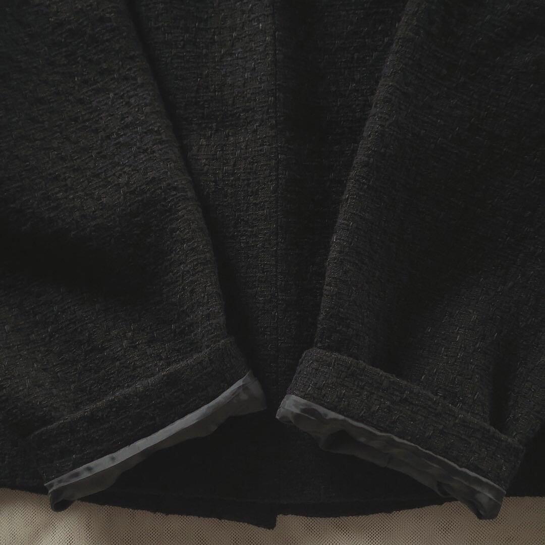 美品　インディヴィ　大きいサイズ　レディース　ノーカラー　ジャケット　黒　3L