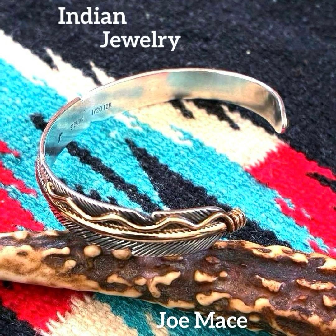 ゆ☆ ジョーメイス　フェザー12Kシルバーバングル Navajo BANGLE（JOE MACE ジョー・メイス) / Indian jewelry