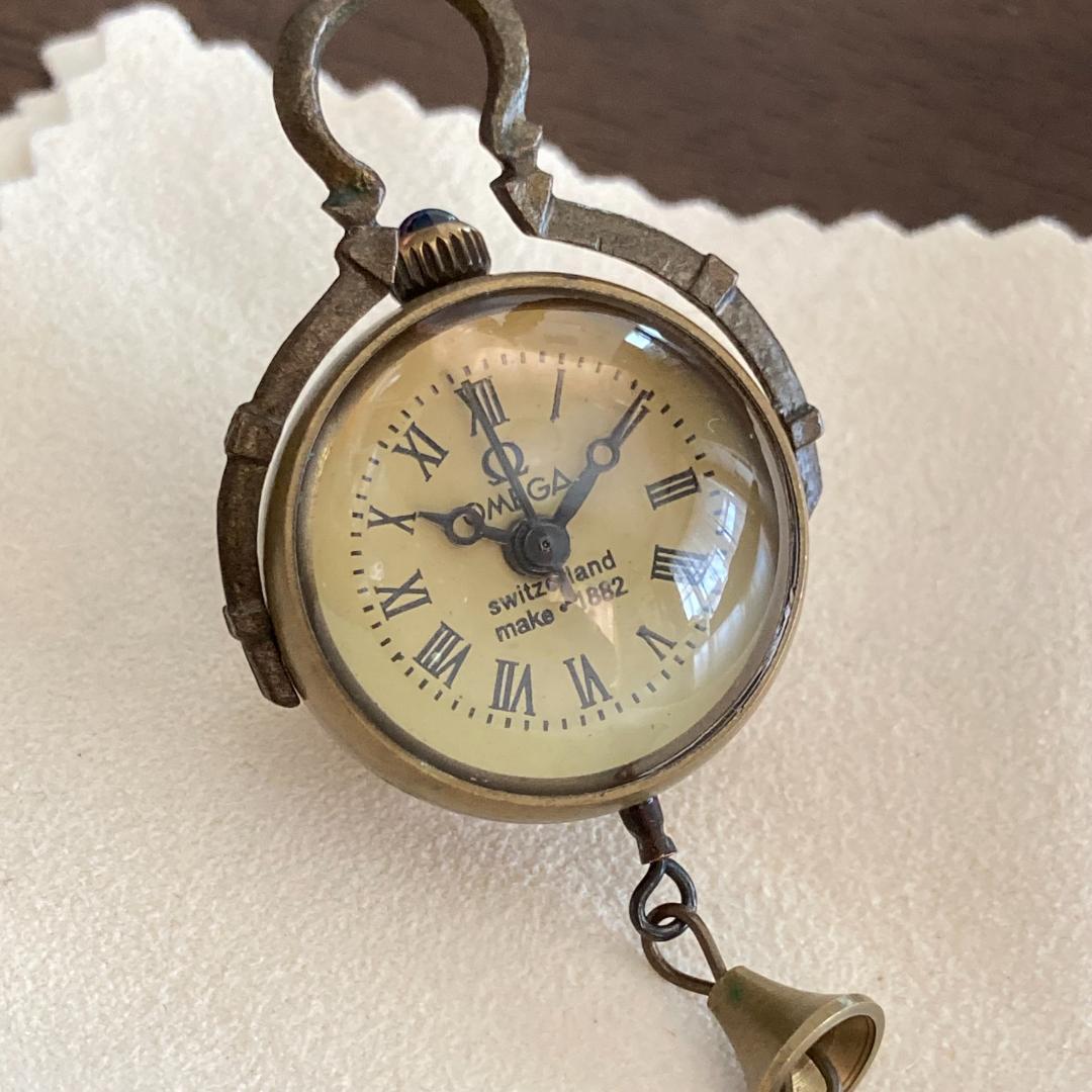 稼働品】OMEGA オメガ クリスタルボール 懐中時計 手巻き 裏スケルトン