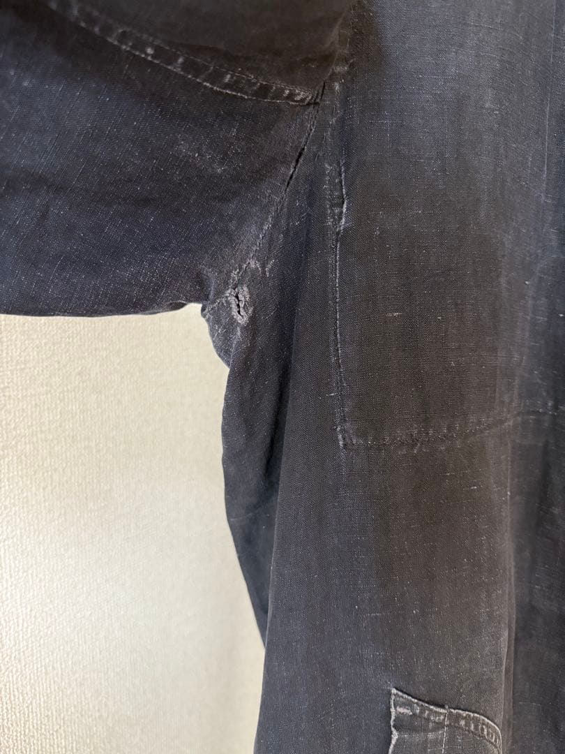 1920年代　\"SALACHE\" ブラックリネン　マキニョンコート