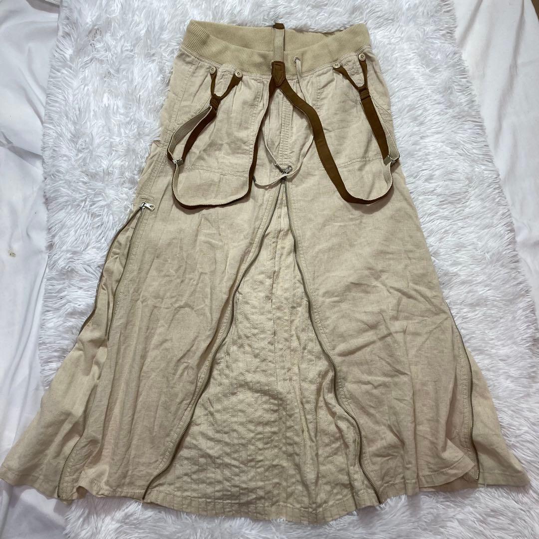 GOA スライダースカート ジップ サスペンダー付き リネン ギミック y2k