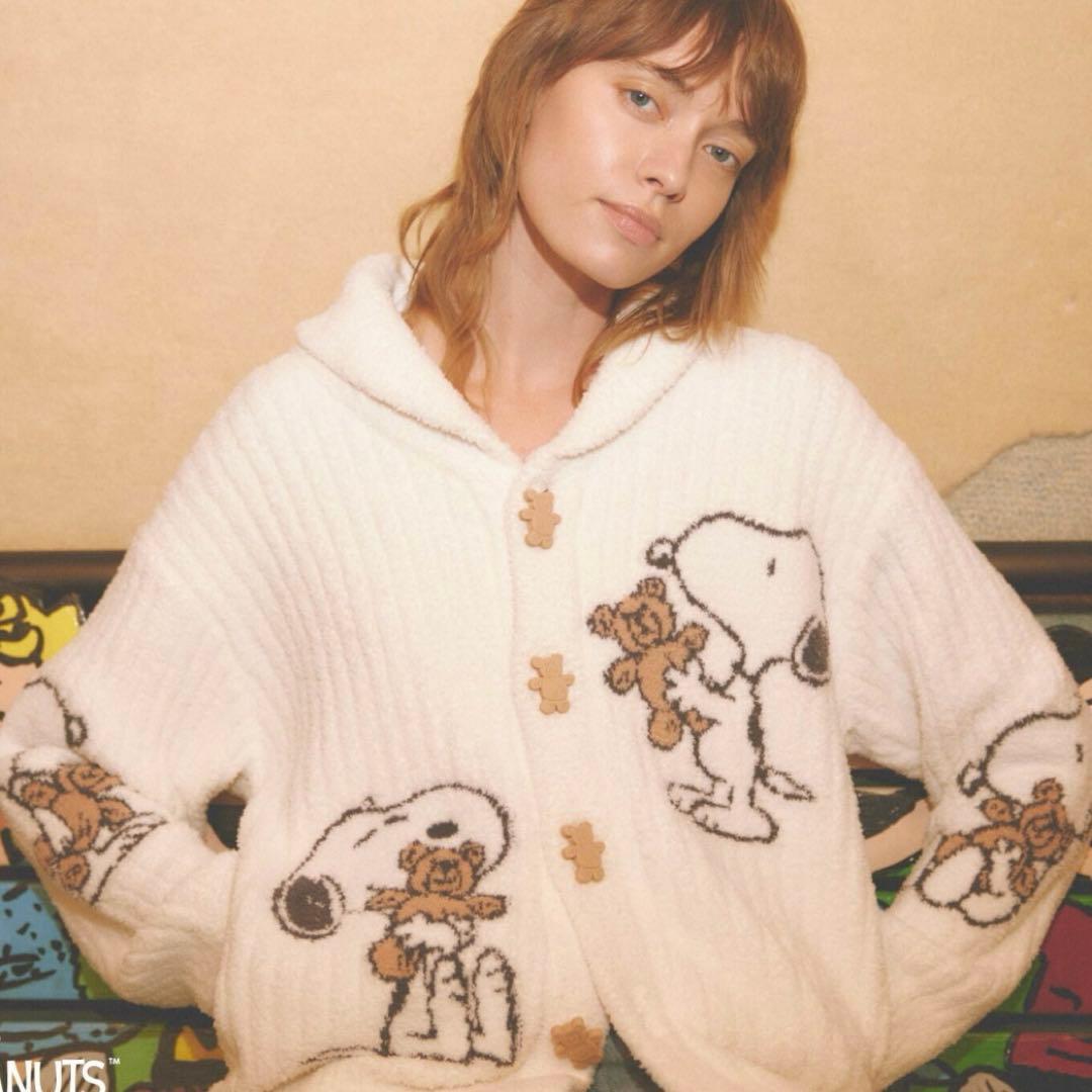 GELATO PIQUE スヌーピー ボアカーディガン gelato pique - PEANUTS SNOOPY キッズルームウェア カーディガン