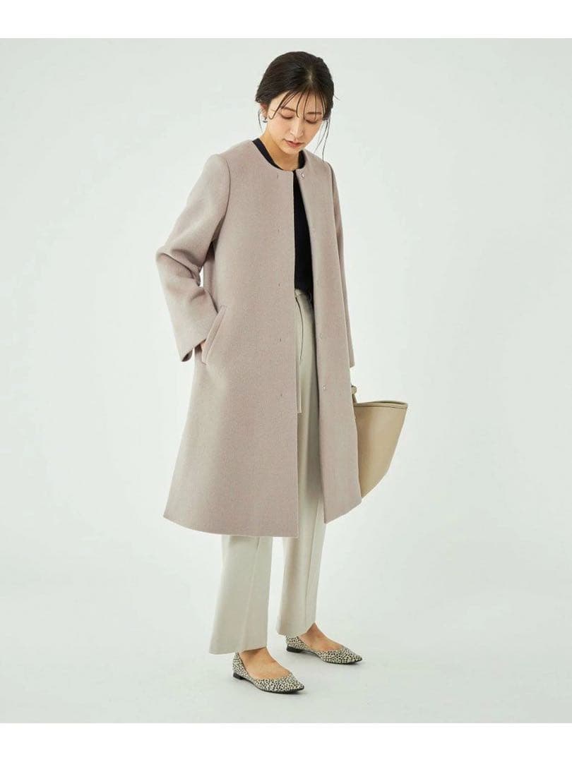 ショートビーバー ノーカラー コート グリーンレーベル - メルカリ