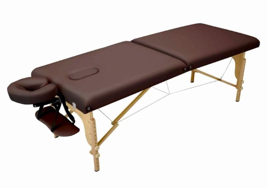 新品☆収納用ケース付属☆折畳みマッサージベッドV-004 木製 ダーク