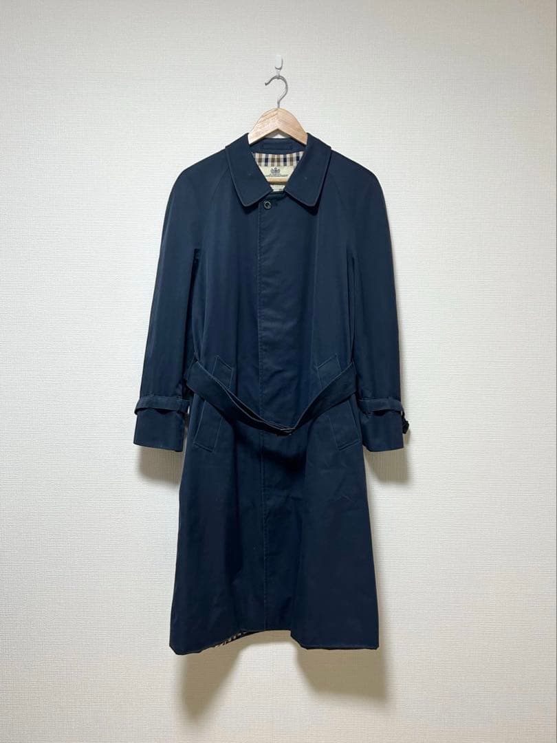 美品 イングランド製 Aquascutum ステンカラーコート ヴィンテージ