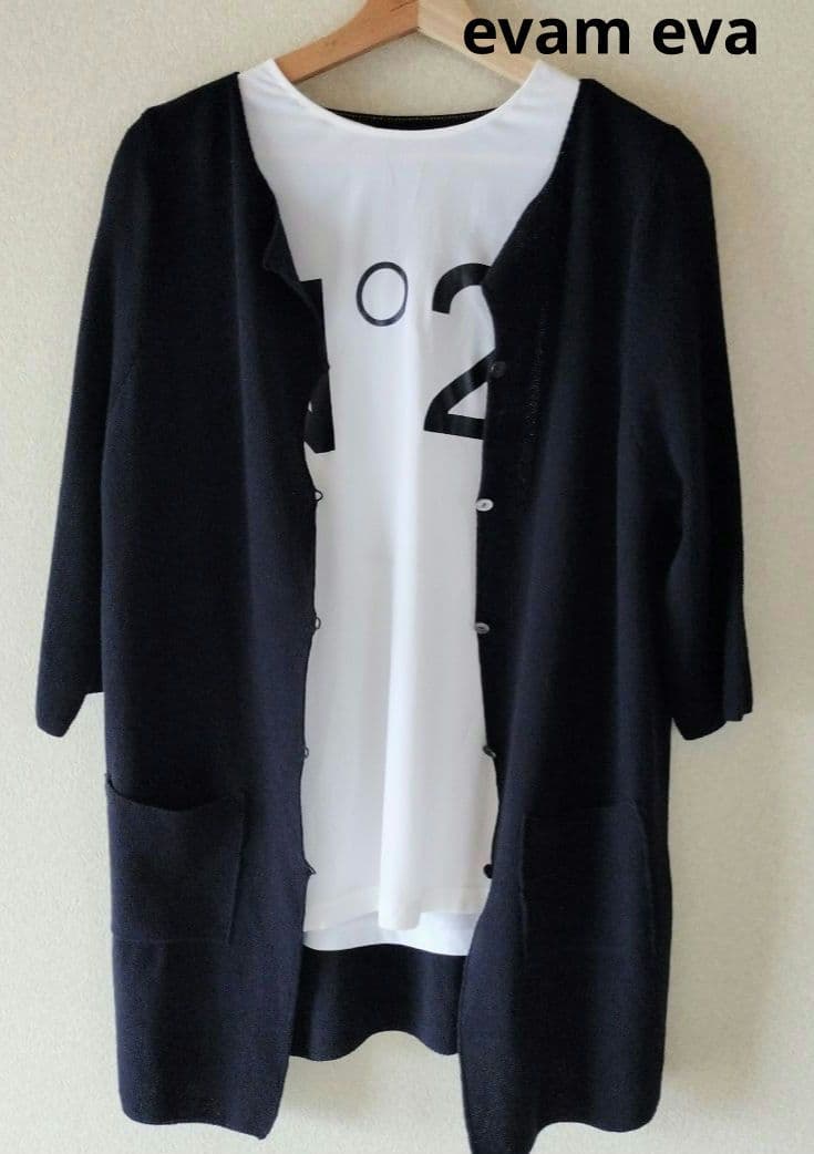 evam eva エヴァムエヴァ　上質コットンカーディガン　美品 楽天市場】evam eva(エヴァムエヴァ)cashmere cardigan 4colormade in