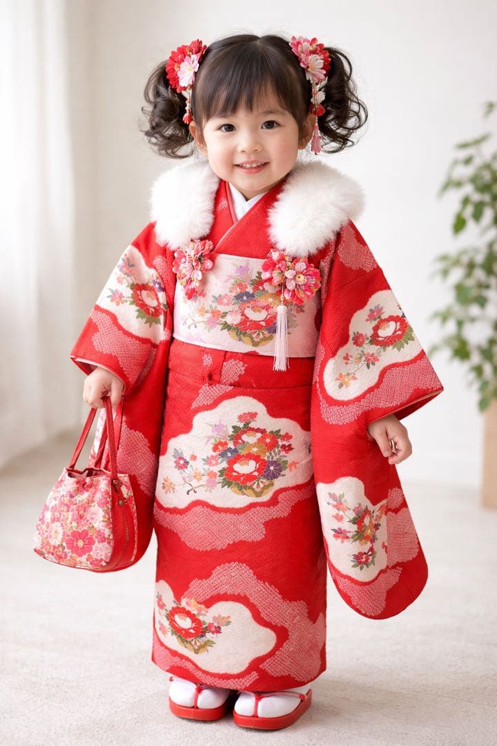 ◎mk-2180　女児　着物　3才　七五三　お宮参り　　1-26 七五三 女の子被布セット ちょっと訳あり 赤 ピンク 黒 3才 3歳 | 子供