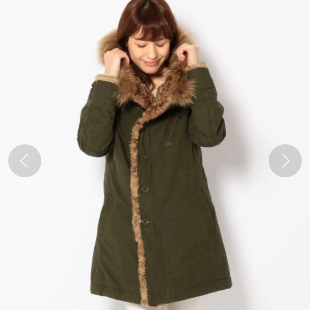 Johnbull アビエイターコート LL カーキ ラクーンファー付　美品