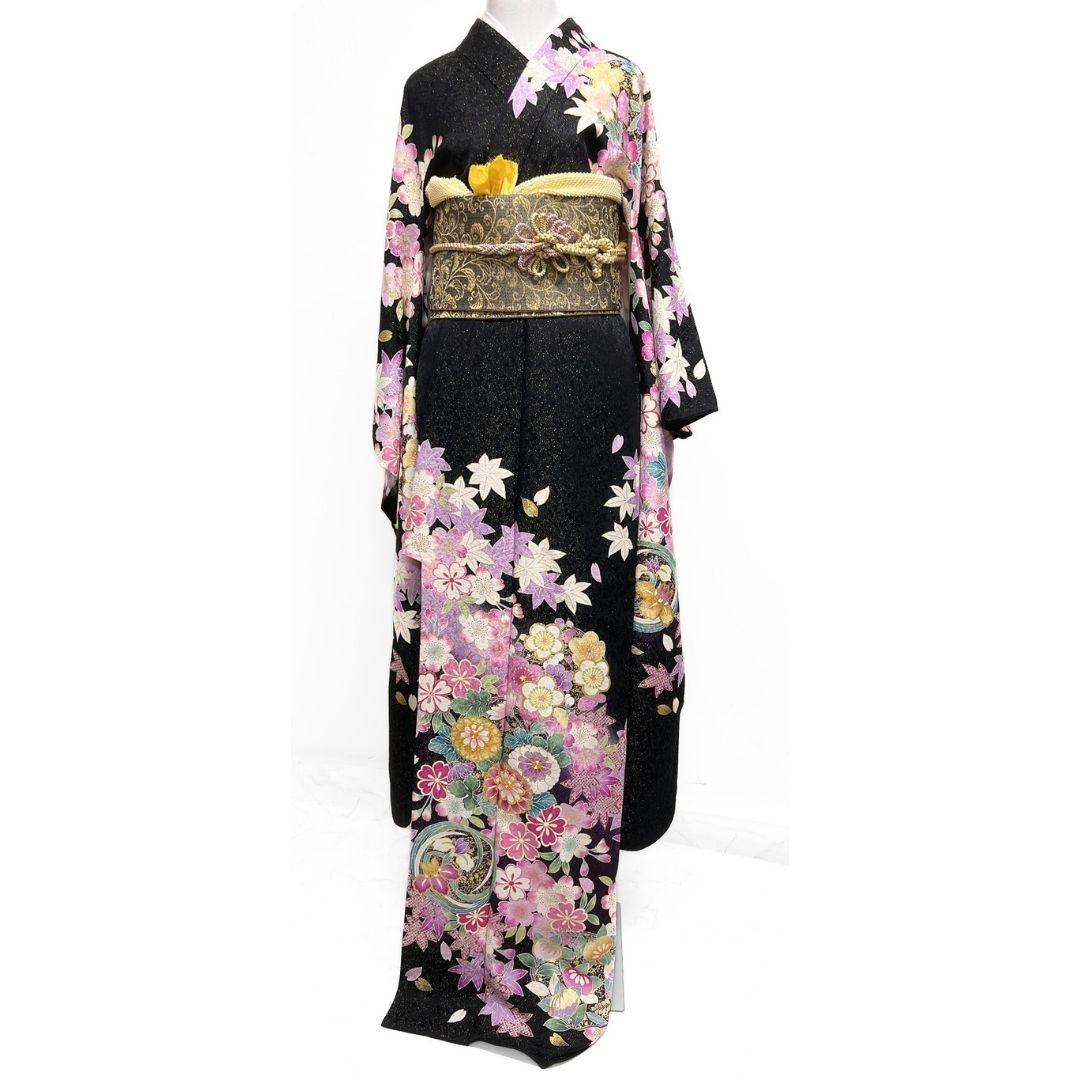 金通し 金駒刺繍 金彩 菊花 楓 桜花 振袖 着物 013a p - メルカリ