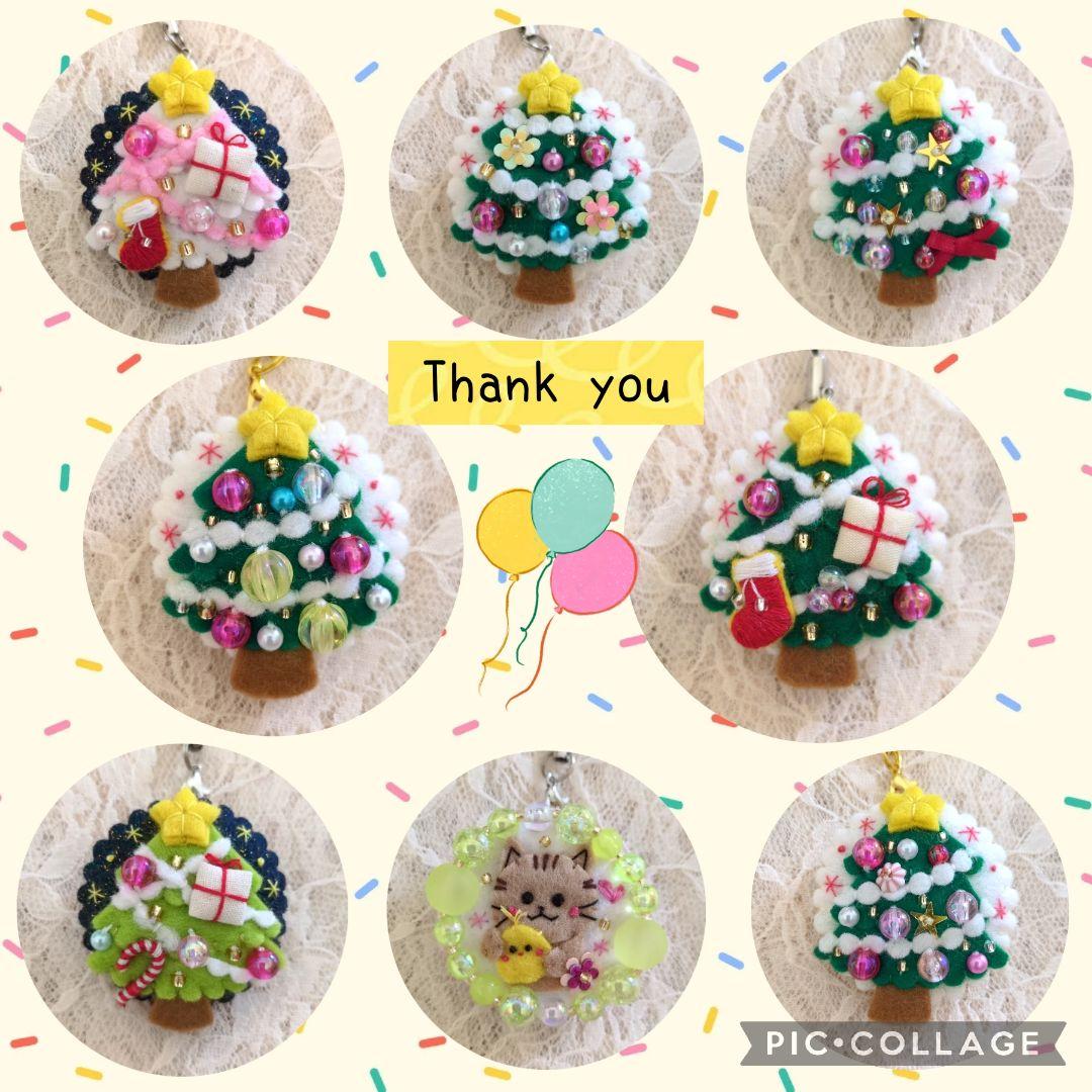 専用 こり様]くるみボタン 刺繍 ブローチ フェルト クリスマス ツリー