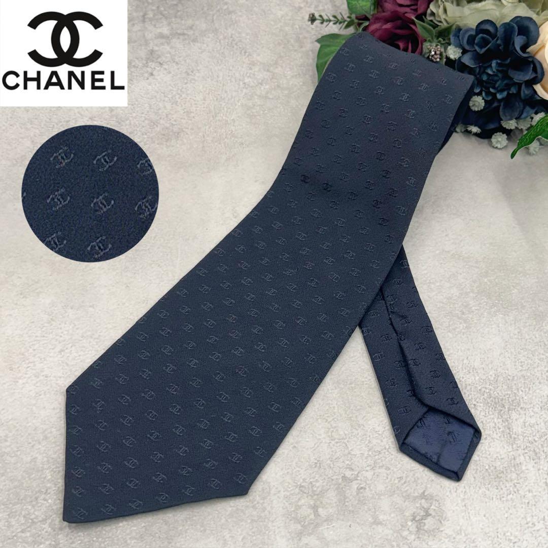 CHANEL ネクタイ ココマーク総柄 ネイビー - メルカリ